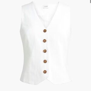 J. Crew Factory White Vest with Brown Buttons